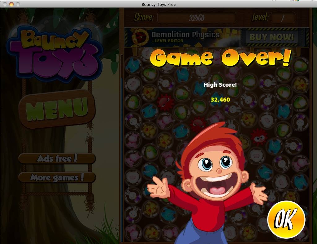 Bouncy Toys Free 1.0 : Game over