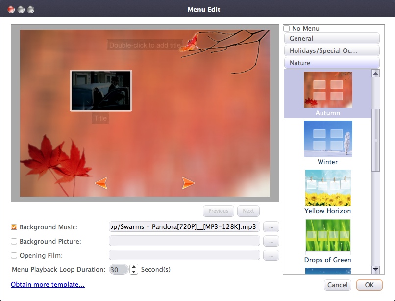 Xilisoft Video to DVD Converter 7.1 : Configuring DVD Menu Settings
