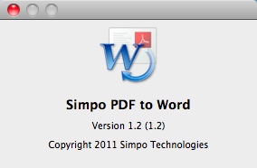 Simpo PDF to Word 1.2 : About window