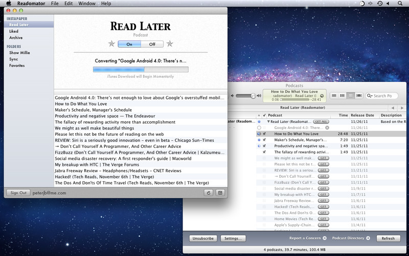 Readomator for Instapaper 1.0 : Readomator for Instapaper screenshot