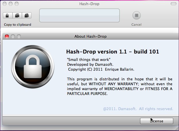 Hash Drop 1.1 : Main window