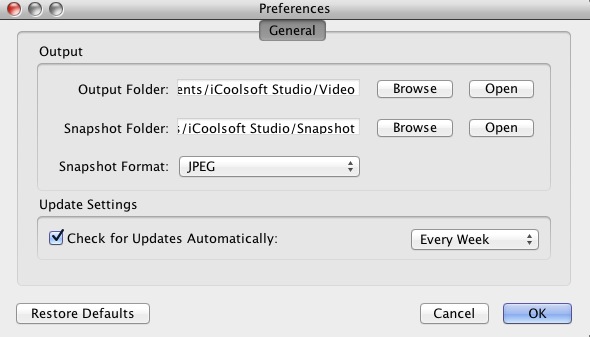 iCoolsoft iPod Converter for Mac 5.0 : Preferences