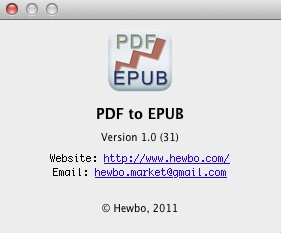 PDF-to-EPUB 1.0 : About window