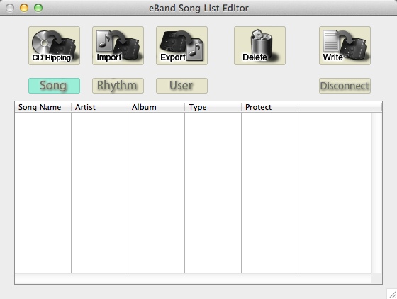 eBand Song List Editor 1.0 : Main window
