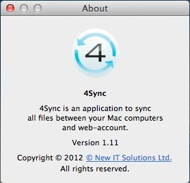 4Sync 1.1 beta : About Window