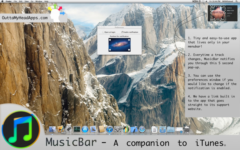 MusicBar 2.0 : Main window