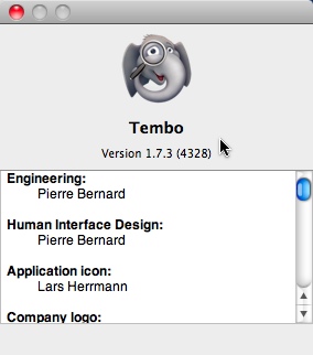 Tembo - Find Files 1.7 : About Window