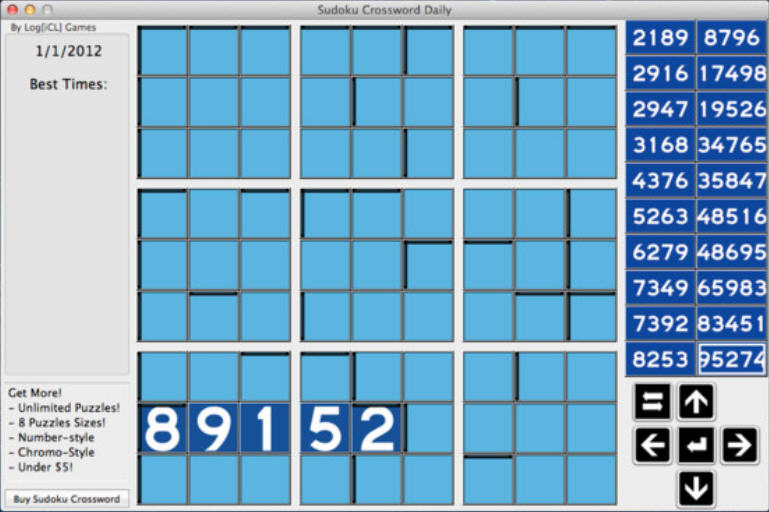 Sudoku Crossword Daily 1.0 : Main Window