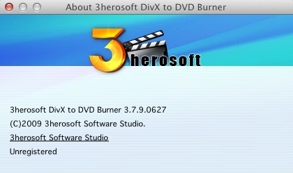 3herosoft DivX to DVD Burner 3.7 : About window