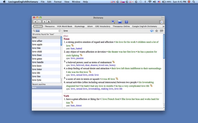 Lexisgoo English Dictionary 1.3 : General view