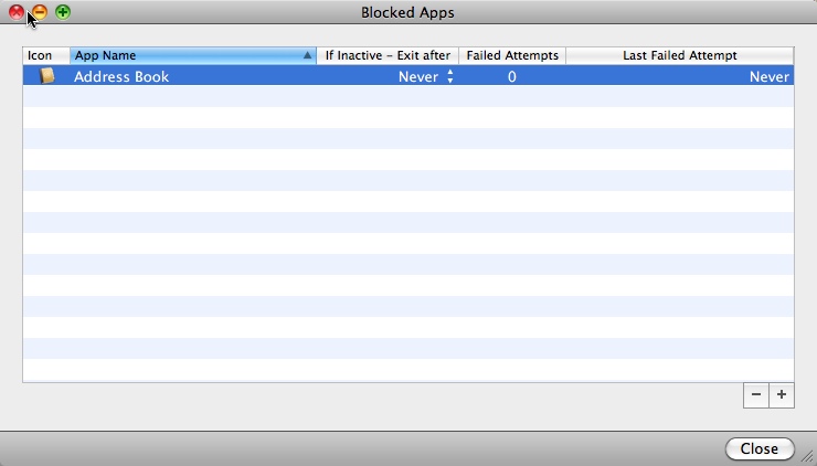 Mac App Blocker 1.3 : Main window