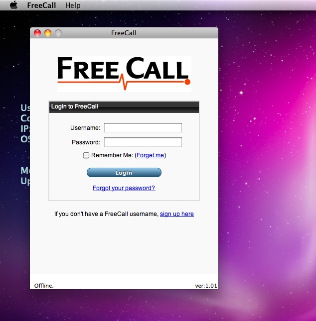 FreeCall 1.0 : Main window