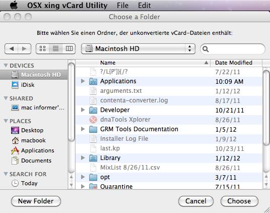Xing vCard Utility 1.0 : Main Window