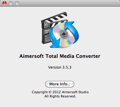 Aimersoft Total Media Converter 3.5 : About Window