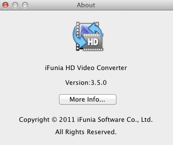 iFunia HD Video Converter 3.5 : About window