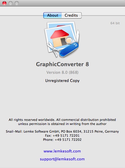 GraphicConverter 8.0 : About Window