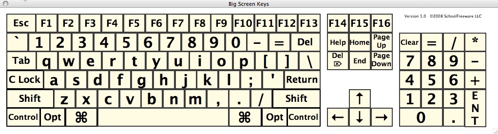 Big Screen Keys 1.0 : Main window