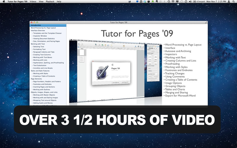 Tutor for Pages – Video Tutorial to Help you Learn Pages 2.0 : Main window
