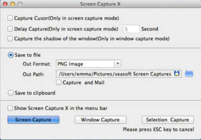 Screen Capture X 2.2 : Main Window