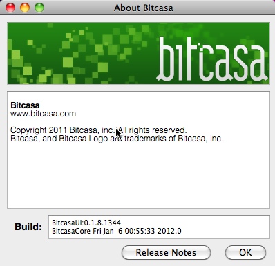 Bitcasa 0.1 : Main window