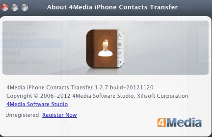 4Media iPhone Contacts Transfer 1.2 : About window