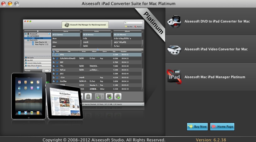 Aiseesoft iPad Converter Suite for Mac Platinum 6.2 : Main window