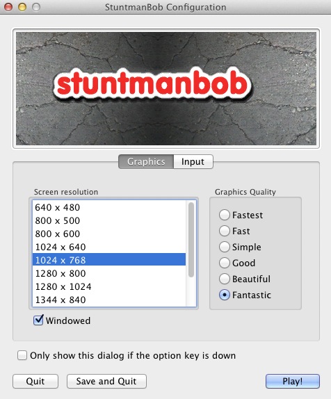 Stuntman Bob 1.0 : Configuration