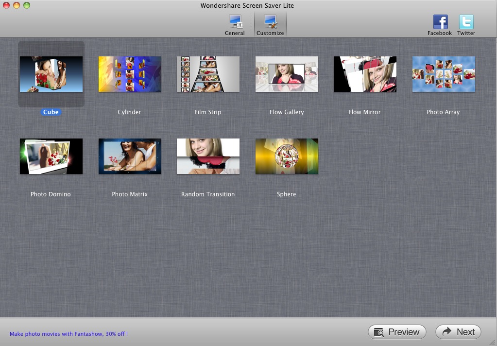Screen Saver Lite 1.0 : Select a template