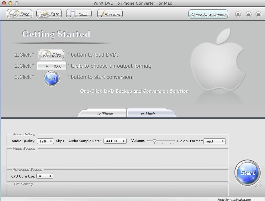 WinX DVD To iPhone Converter For Mac 2.5 : To music