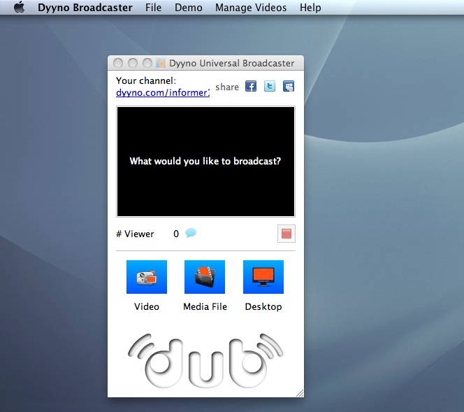 Dyyno Broadcaster 1.0 : Main window