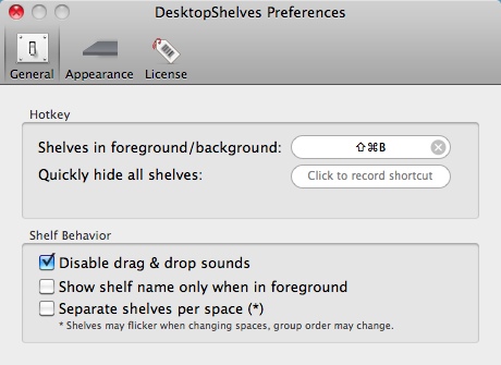 DesktopShelves 2.1 : Settings Window