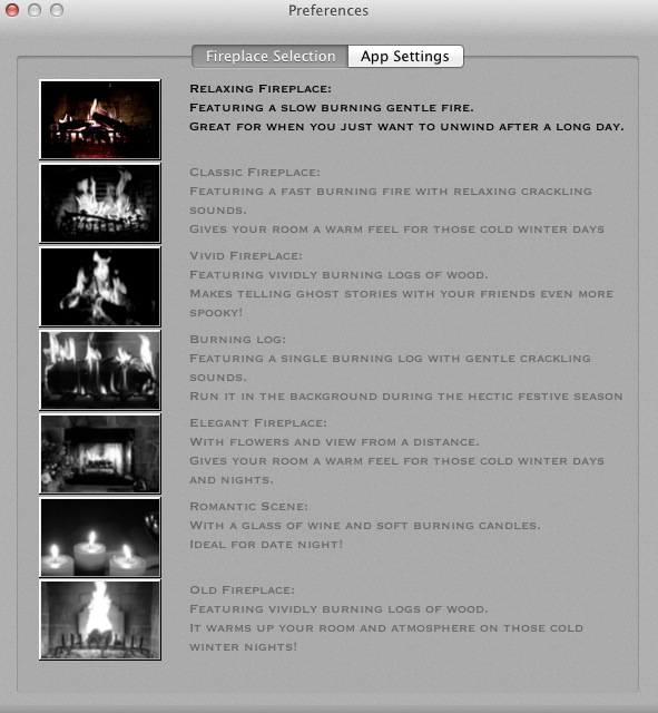 Fireplace Live HD 1.3 : Fireplace selection