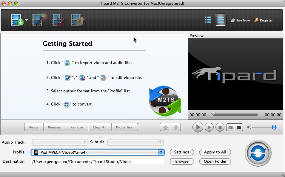 Tipard M2TS Converter for Mac 3.6 : General View