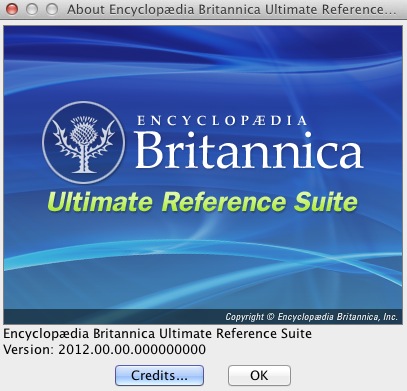 Britannica Ultimate Reference Suite 1.0 : About window