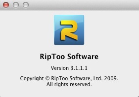 RipToo HD Video Converter 3.1 : About window