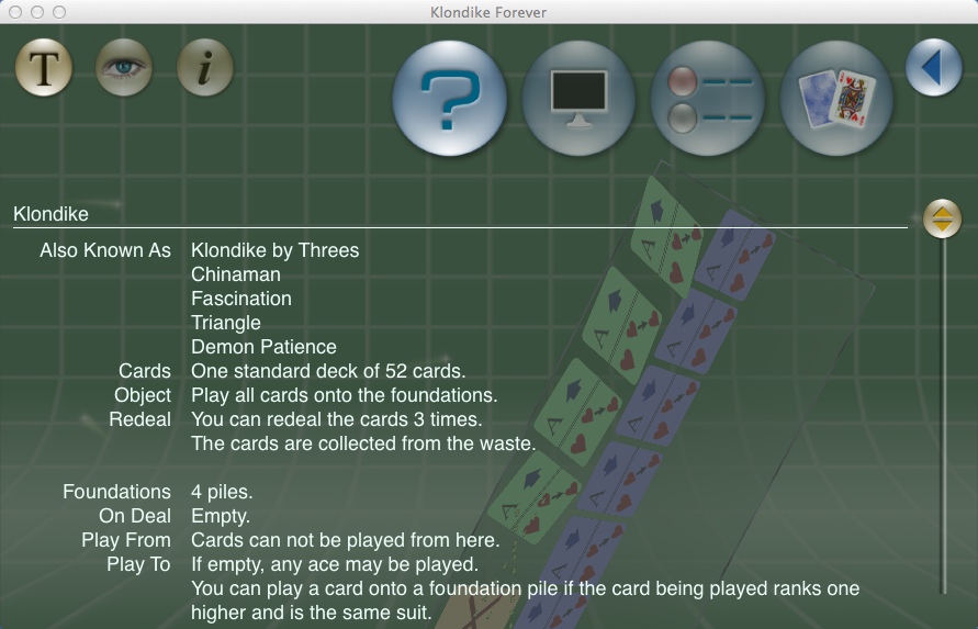 Klondike Forever : Game Instructions