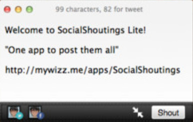 SocialShoutings Lite 1.0 : Main window