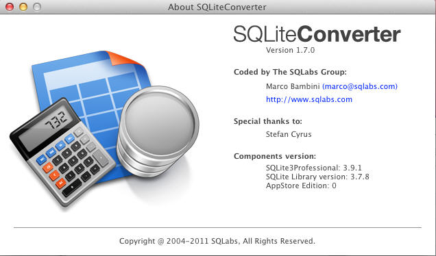 SQLiteConverter 1.7 : About Window