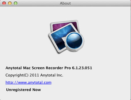 Anytotal Screen Recorder Pro 6.1 : About Window