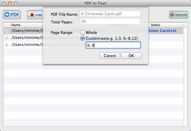 PDF to Text 1.2 : Configuring Output Settings