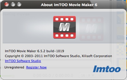 ImTOO Movie Maker 6 6.5 : About window