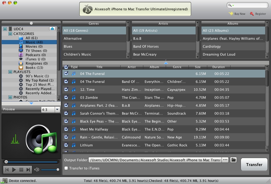 Aiseesoft iPhone to Mac Transfer Ultimate 6.2 : Music