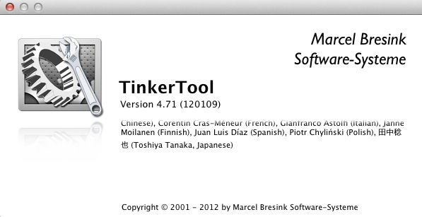 TinkerTool 4.7 : About window