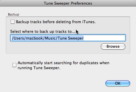 Tune Sweeper 2.0 : Preferences window