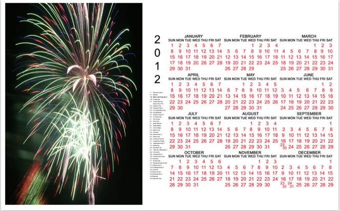 Calendars2012forPhotoshop 1.0 : General view