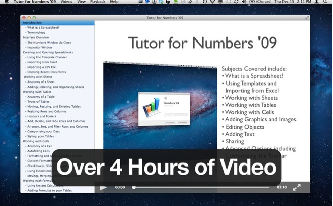 Tutor for Numbers – Video Tutorial to Help you Learn Numbers 1.0 : General view