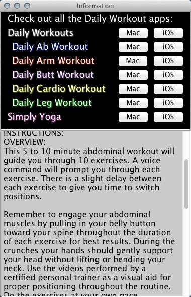 Daily Ab Workout 2.1 : Welcome Window
