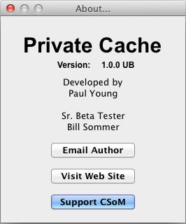 Private Cache 1.0 : About Window