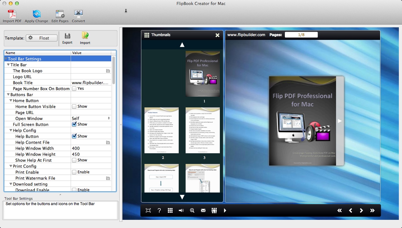 FlipBook Creator Pro 1.1 : Main window