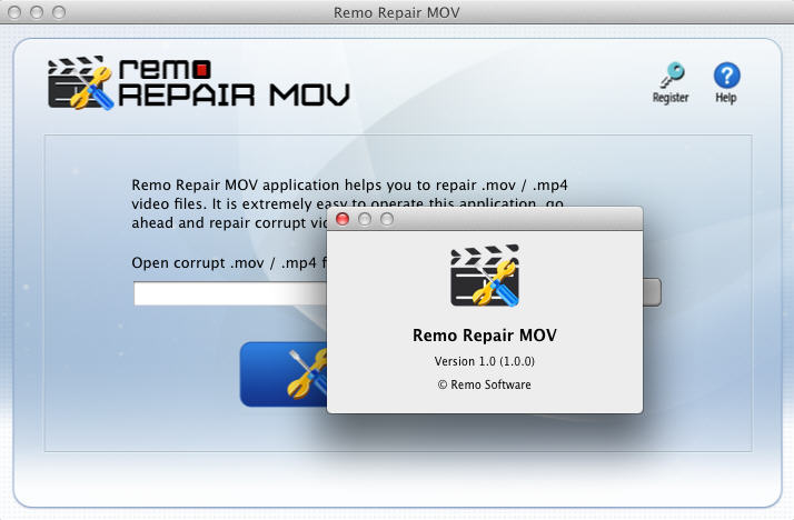 Remo Repair MOV 1.0 : Main Window